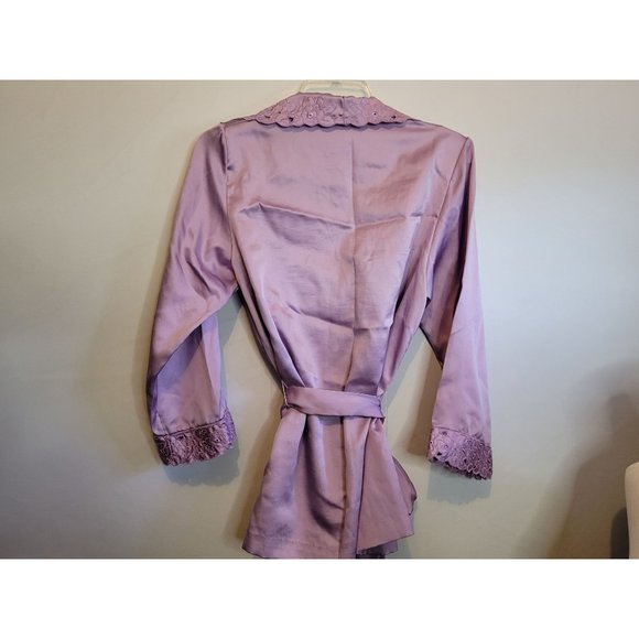 Vintage Halston III Purple Pajamas 2 Piece Set Tie Close Top Elastic Waist Pants - Picture 5 of 9